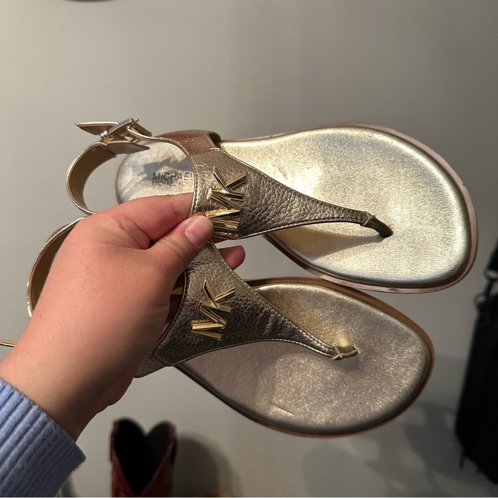 Michael Kors Gold and Tan Women's Sandals